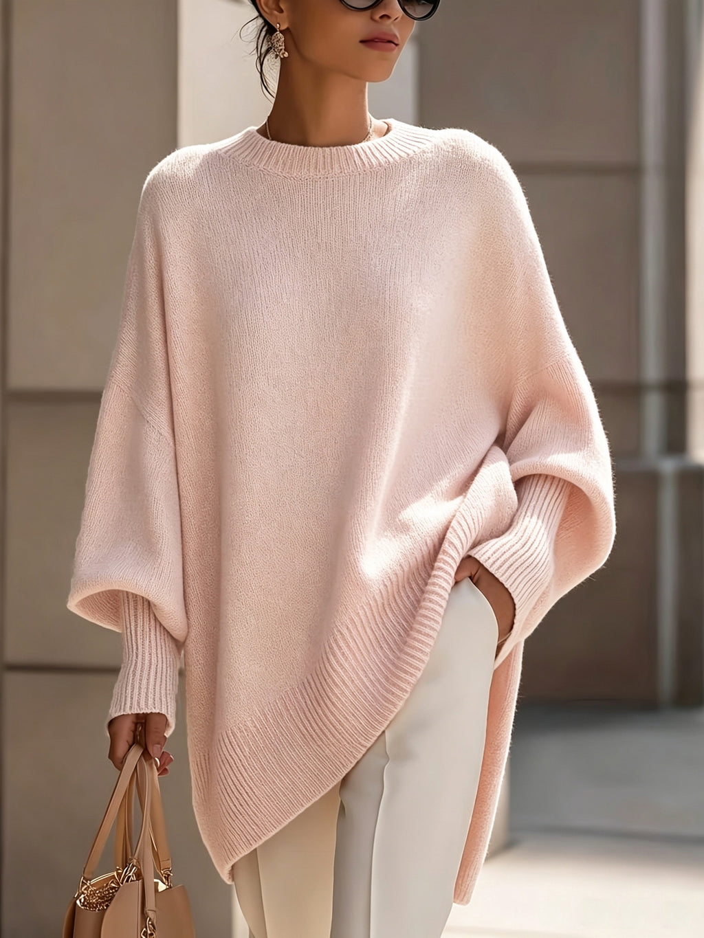 Ottilie | Lantern Sleeve Slanted Hem Sweater - view 2