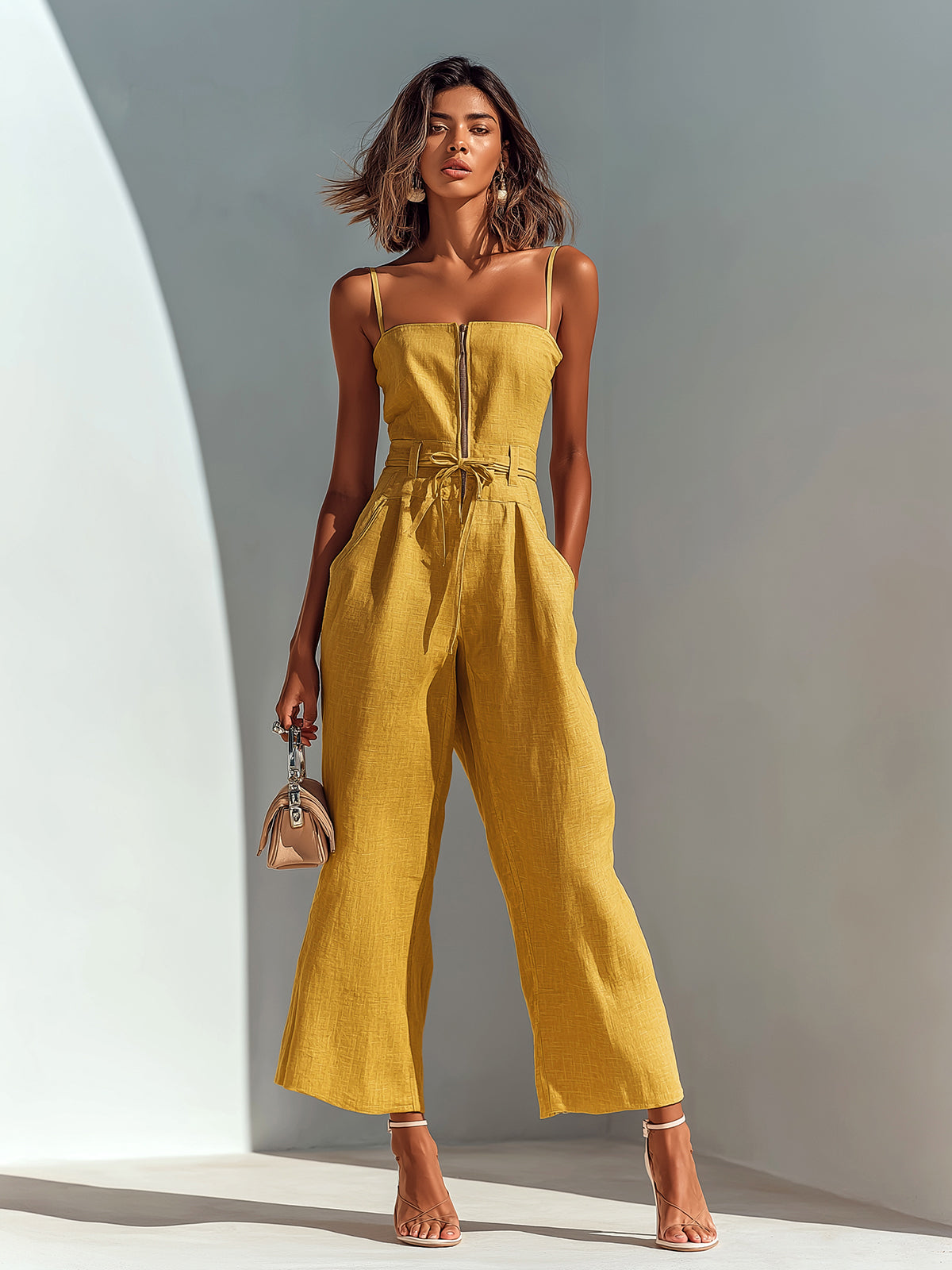 Nadia Women's Cropped Wide-Leg Linen Jumpsuit