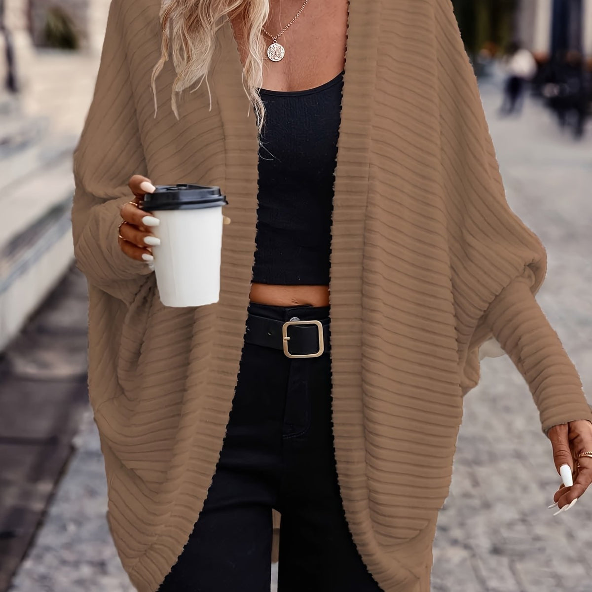 Annika | Longline Open Front Knit Cardigan - view 30