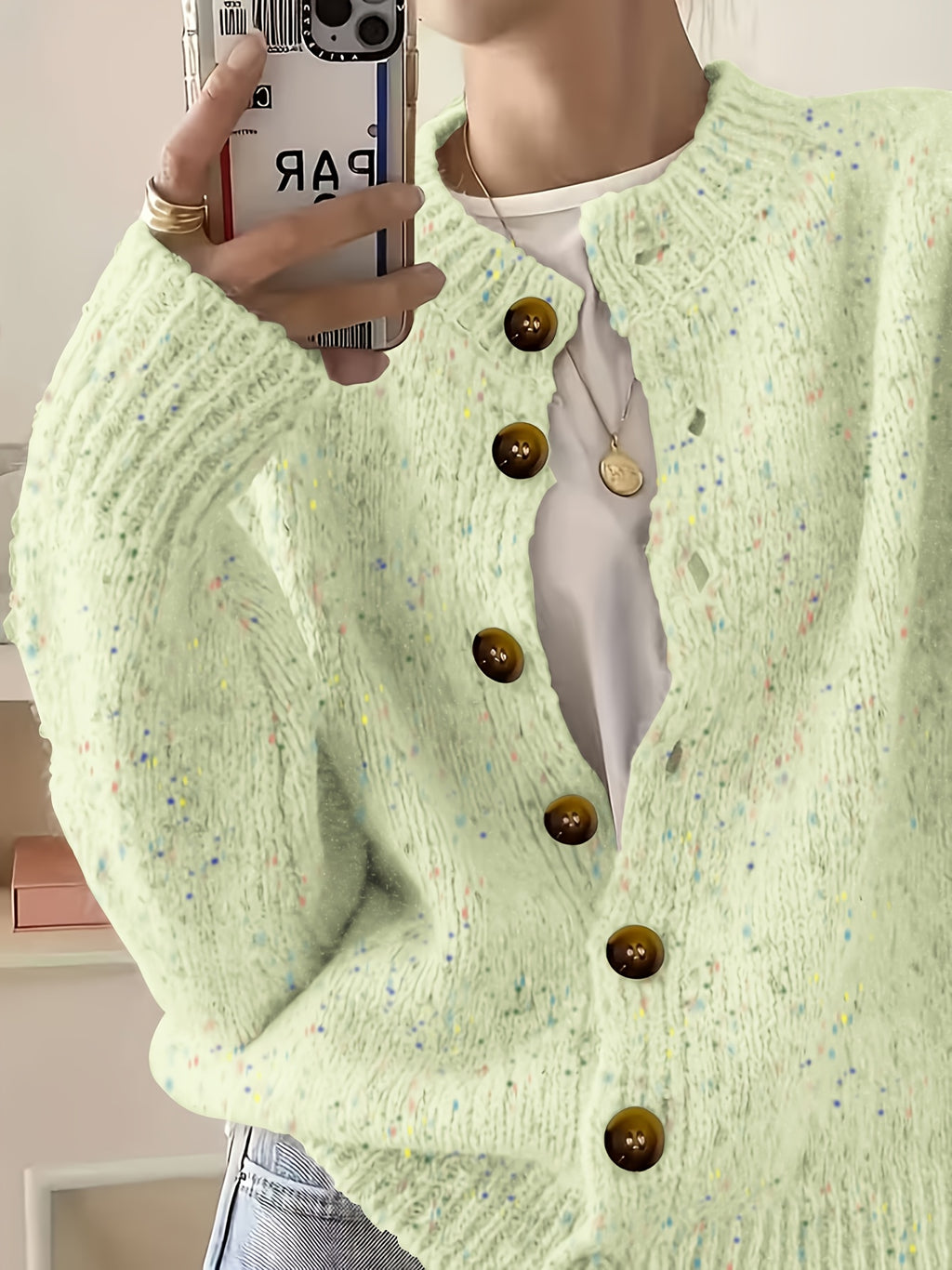 Anouk | Button Front Crew Neck Cardigan - view 2