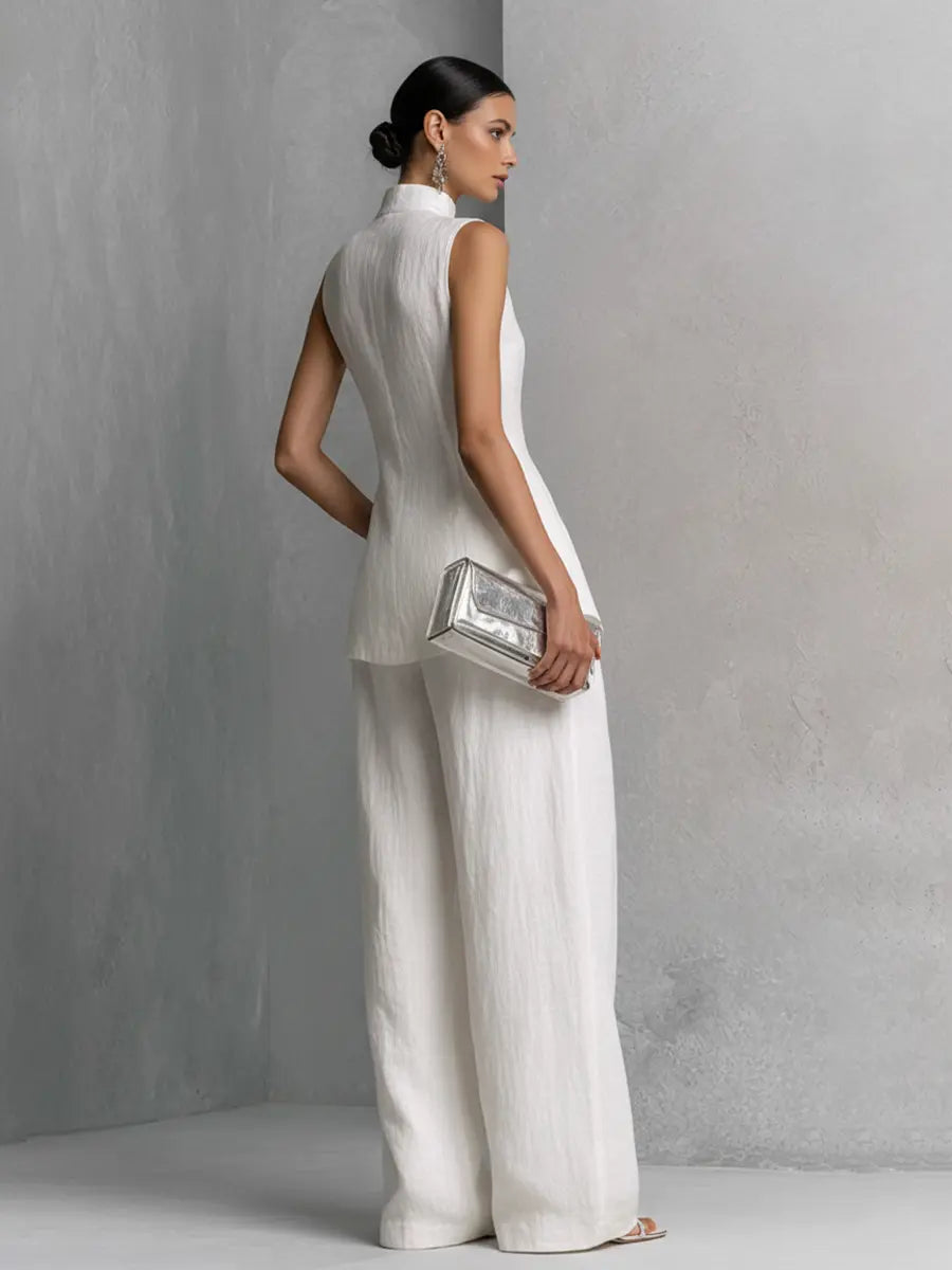 Celeste Women's Linen Wide-Leg Pants Set