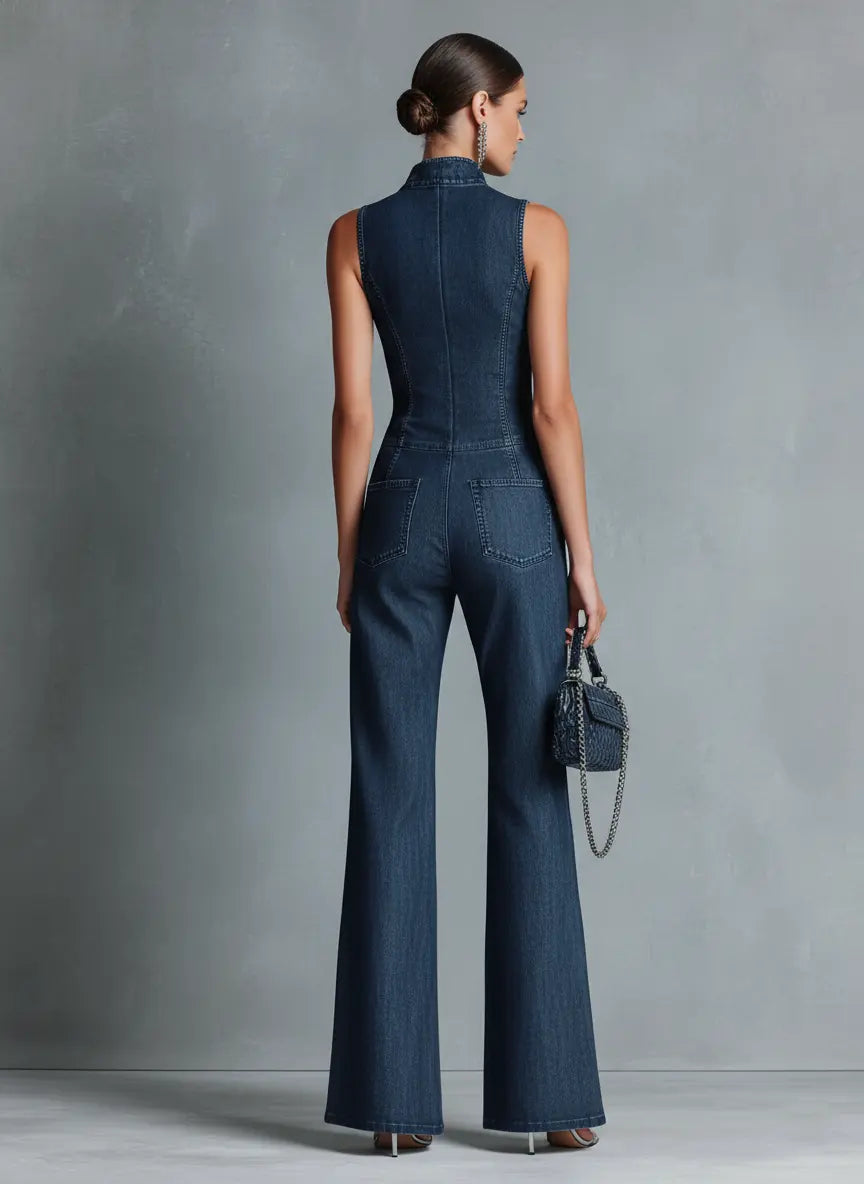 Susannah Women's Denim Flared Jumpsuit