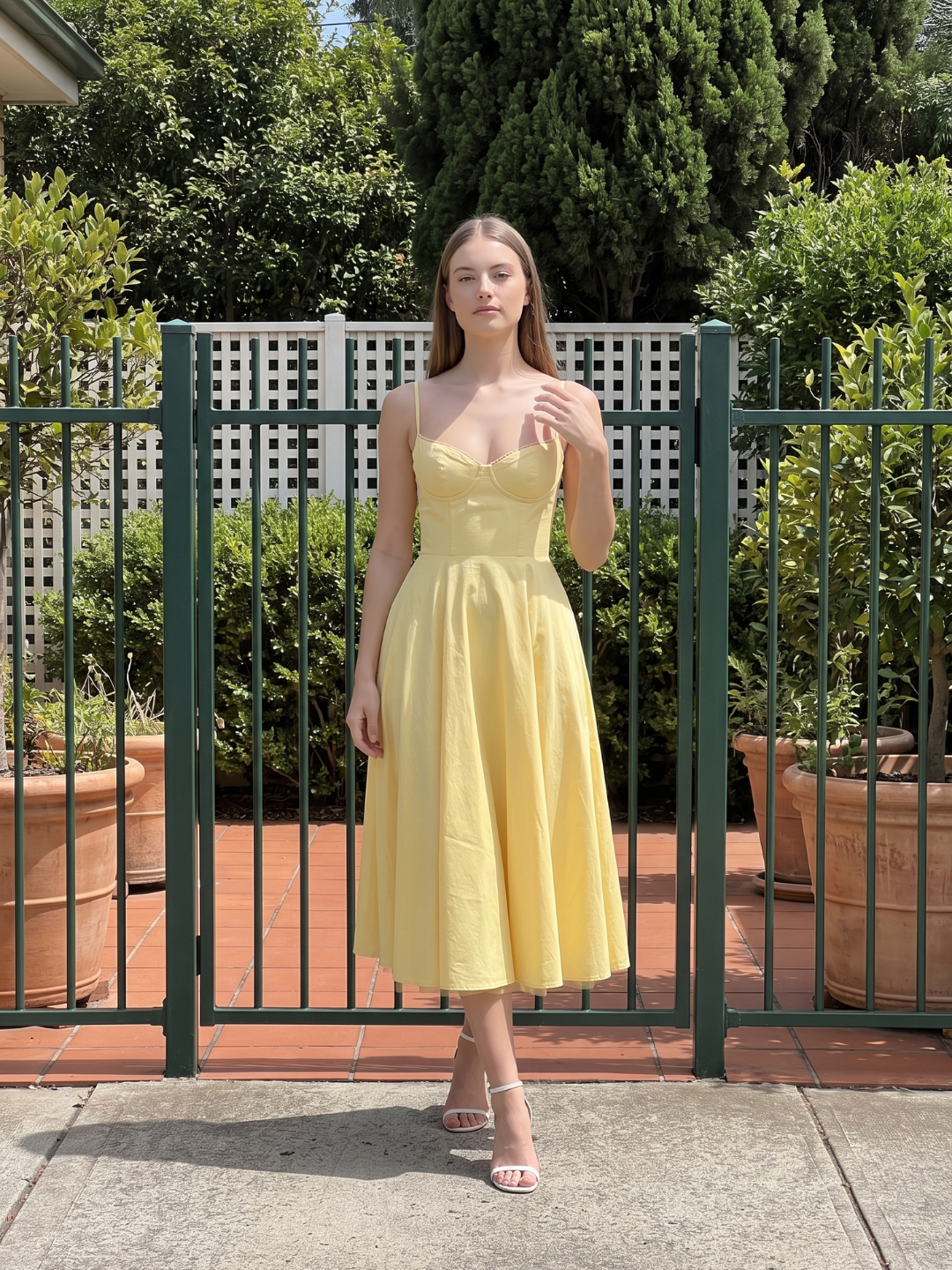 Arabella | Sweetheart Corset Fit-and-Flare Midi Dress