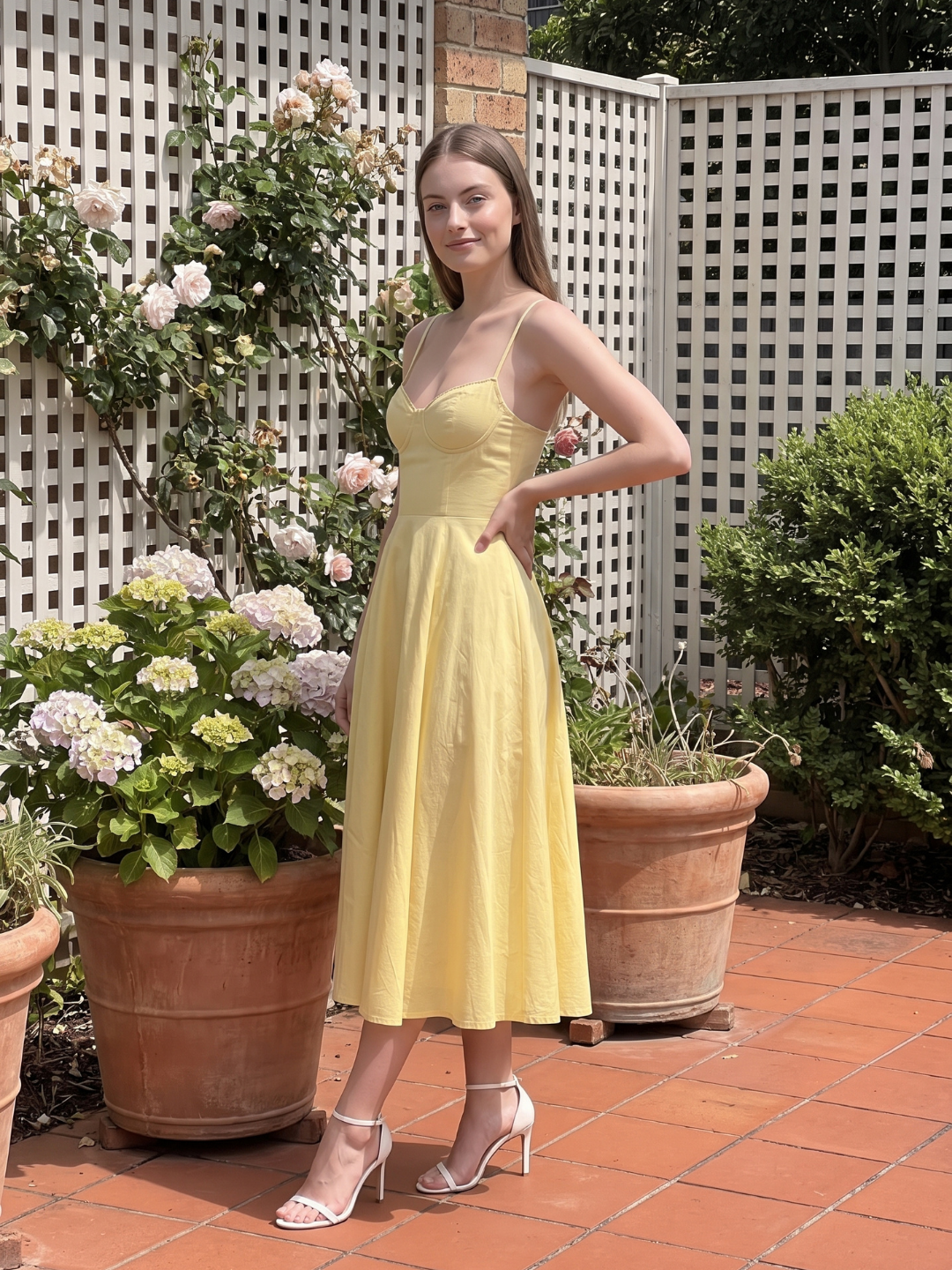 Arabella | Sweetheart Corset Fit-and-Flare Midi Dress