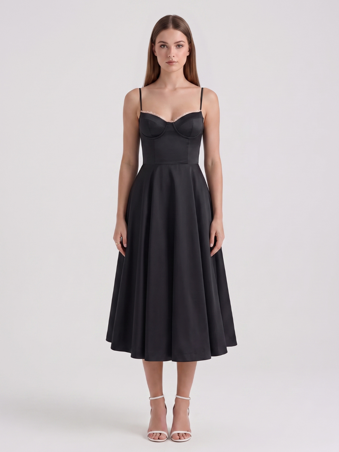Arabella | Sweetheart Corset Fit-and-Flare Midi Dress