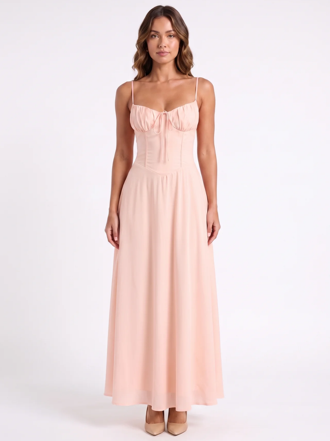 Rosalind | Tie-Front Ruched Bust Tiered Maxi Dress