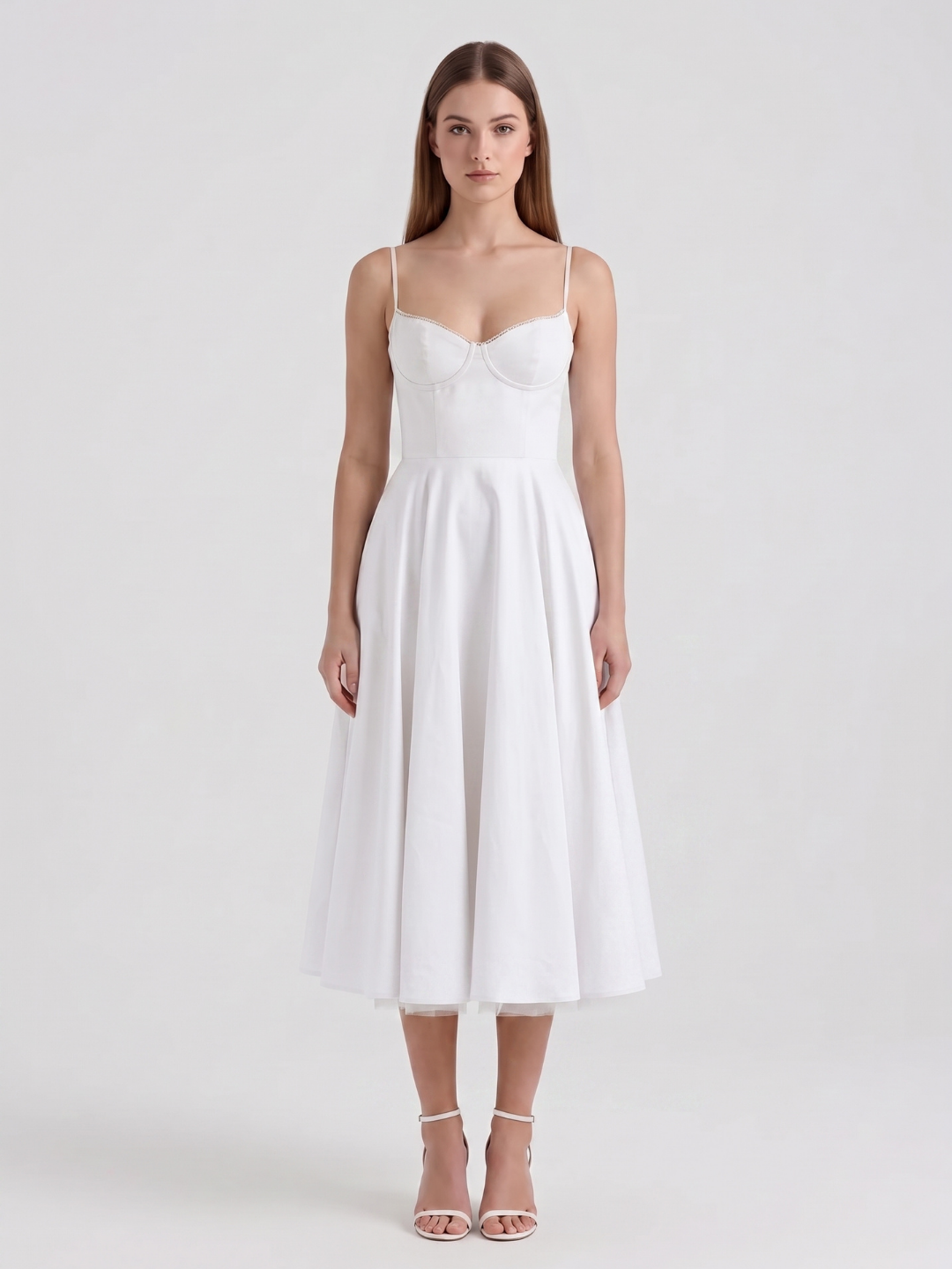 Arabella | Sweetheart Corset Fit-and-Flare Midi Dress