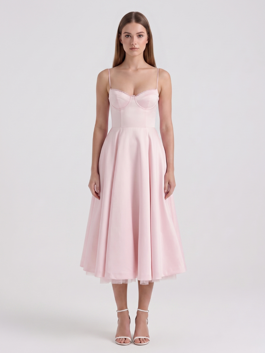 Arabella | Sweetheart Corset Fit-and-Flare Midi Dress