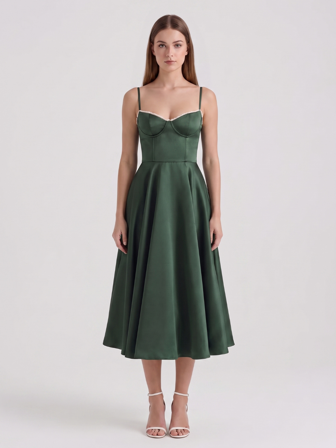 Arabella | Sweetheart Corset Fit-and-Flare Midi Dress