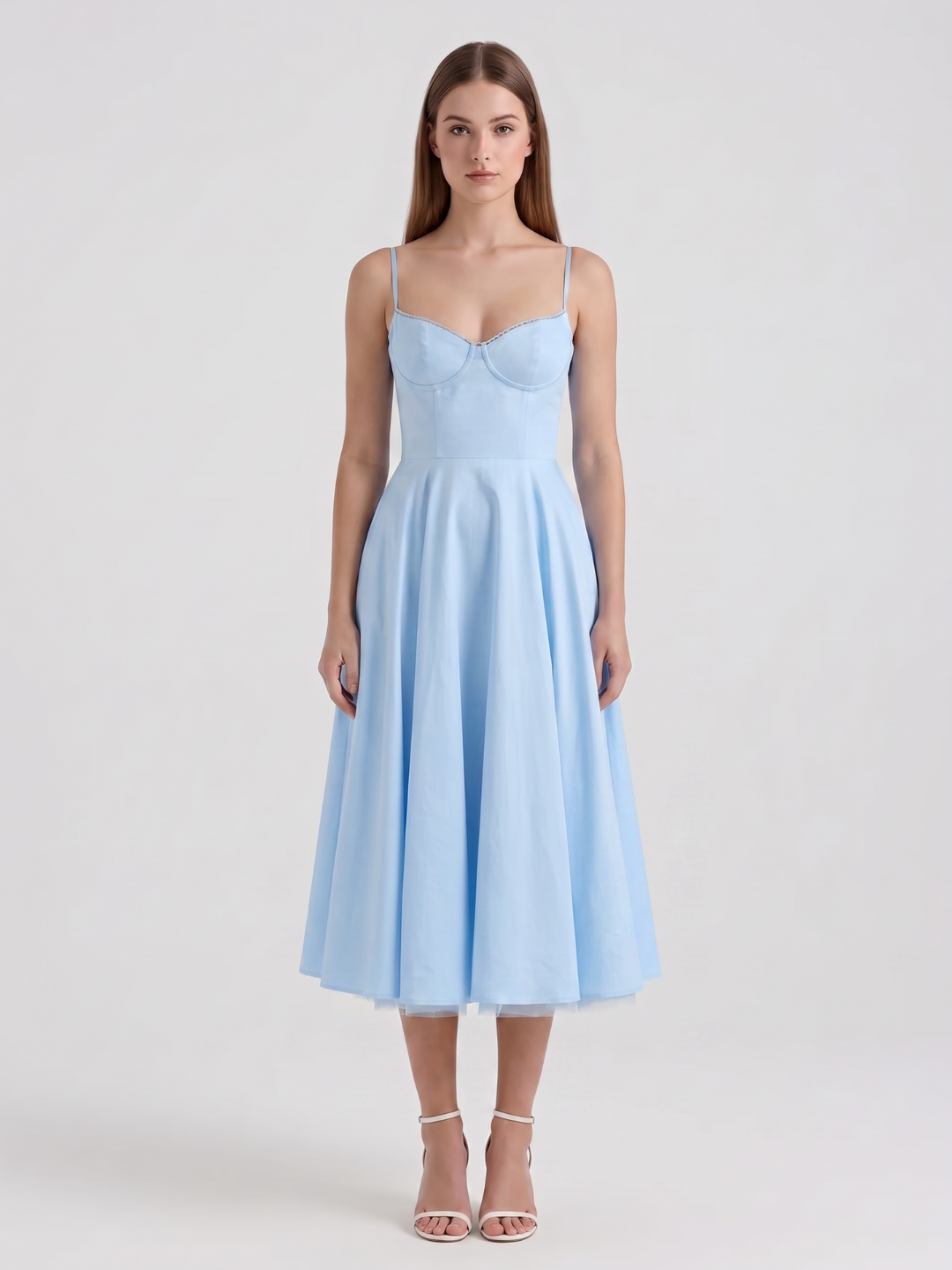 Arabella | Sweetheart Corset Fit-and-Flare Midi Dress