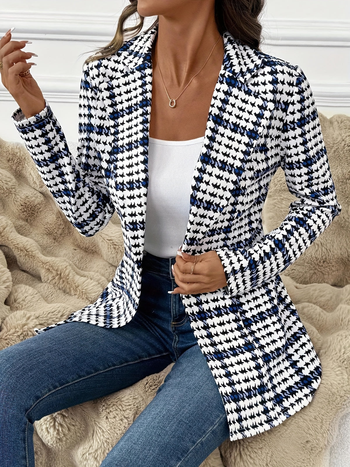 Clementine | Plaid Check Single Breasted Blazer - view 5