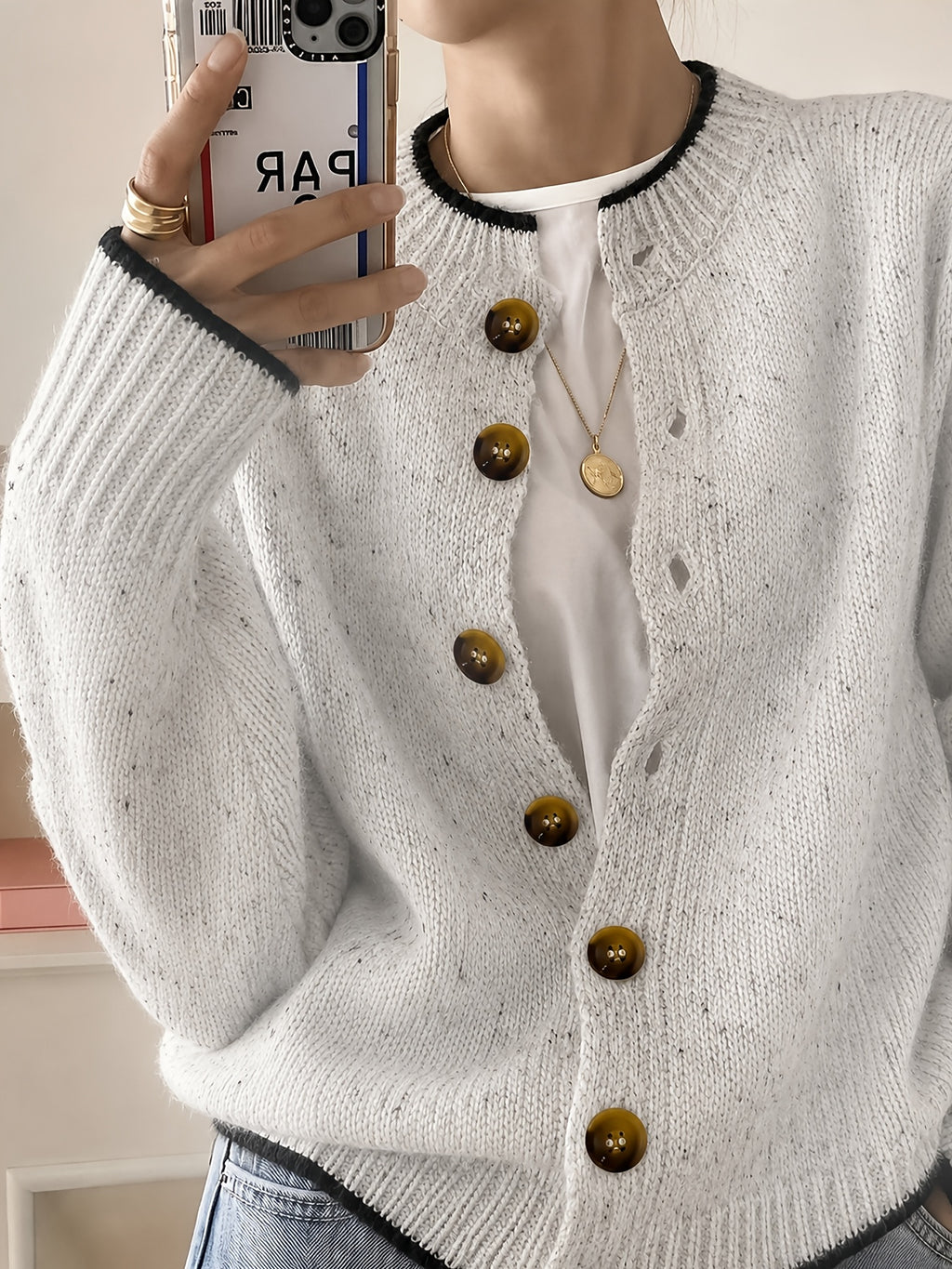 Anouk | Button Front Crew Neck Cardigan - view 9