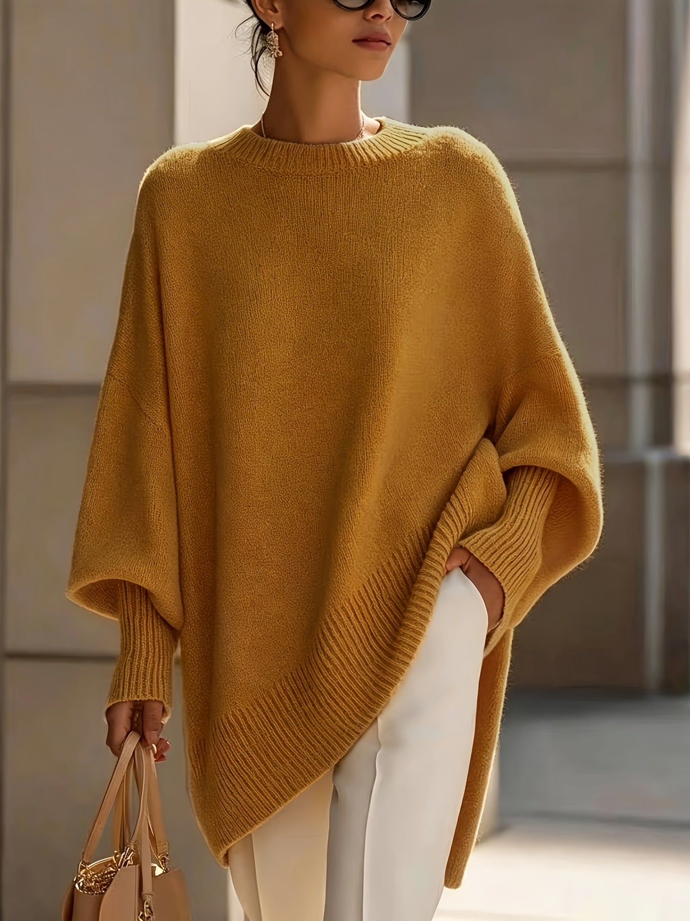 Ottilie | Lantern Sleeve Slanted Hem Sweater - view 9