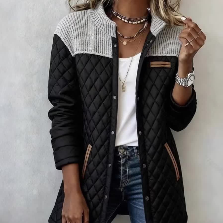 Orla | Raglan Sleeve Quilted Button Coat - view 3