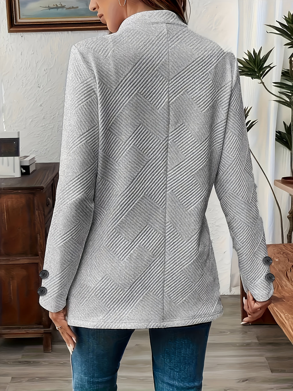 Genevieve | Textured Double Button Pocket Coat - view 4