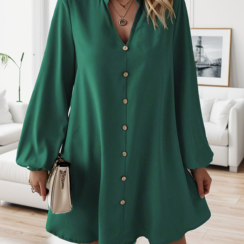 Emerson | Single-Breasted V-Neck Long Sleeve Dress