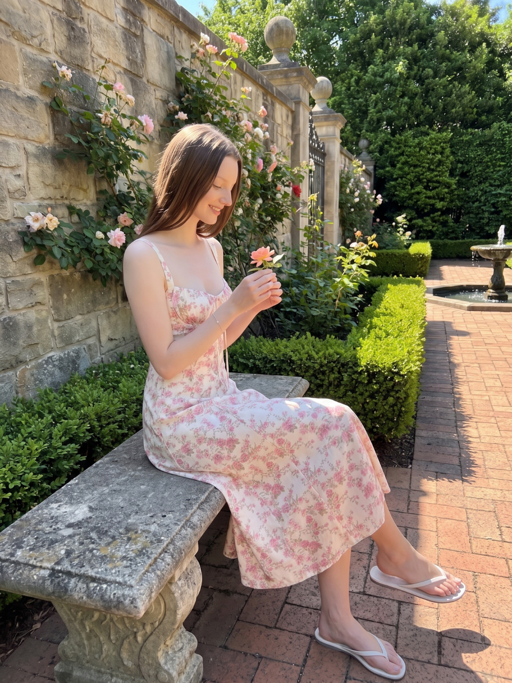 Raina | Rose Print Corset Bustier Midi Sundress