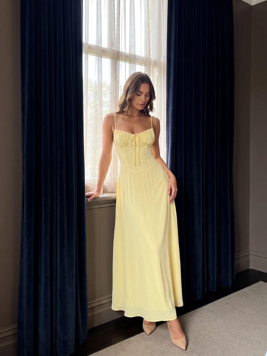 Rosalind | Tie-Front Ruched Bust Tiered Maxi Dress