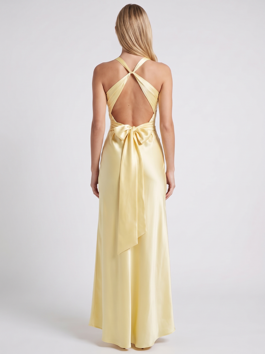 Isadora | Twist Front Satin Backless Maxi Dress