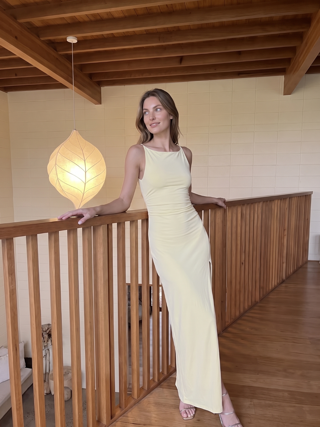 Portia | Boat Neck Thigh Slit Bodycon Maxi Dress