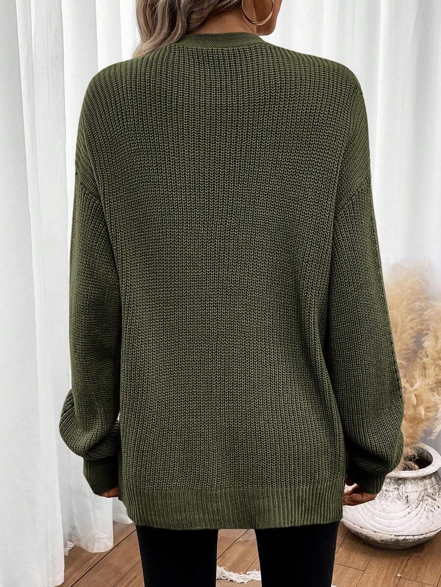 Amelie | Open Front Pointelle Knit Cardigan, Oversized Everyday Layer
