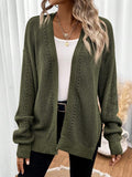 Amelie | Open Front Pointelle Knit Cardigan, Oversized Everyday Layer