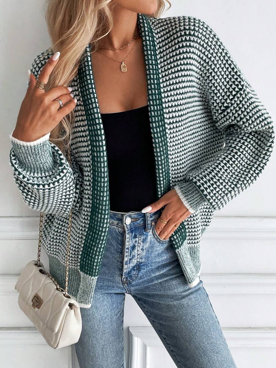 Faith | Ombre Knit Open Front Cardigan with Collar, Cozy Autumn Layer