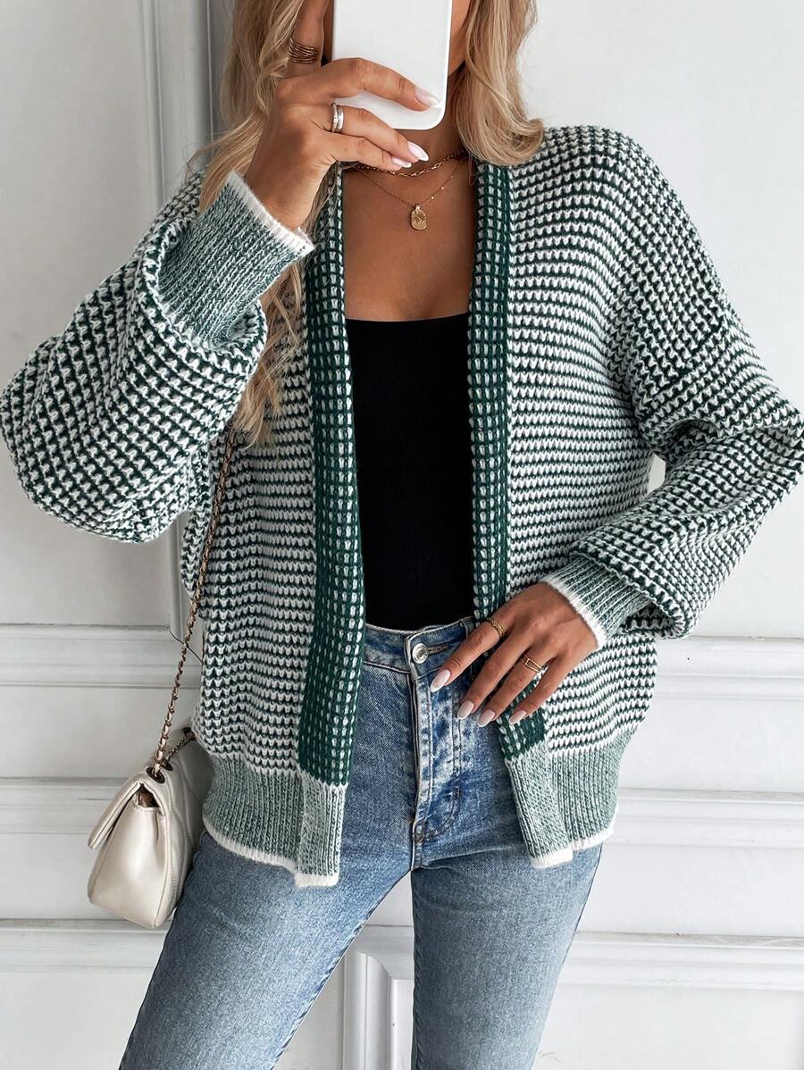 Faith | Ombre Knit Open Front Cardigan with Collar, Cozy Autumn Layer