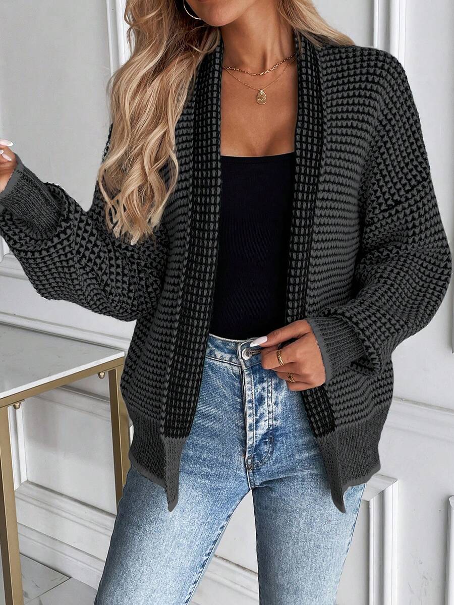 Faith | Ombre Knit Open Front Cardigan with Collar, Cozy Autumn Layer