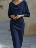 Noelle | Ribbed Knit Batwing Sleeve Midi Dress