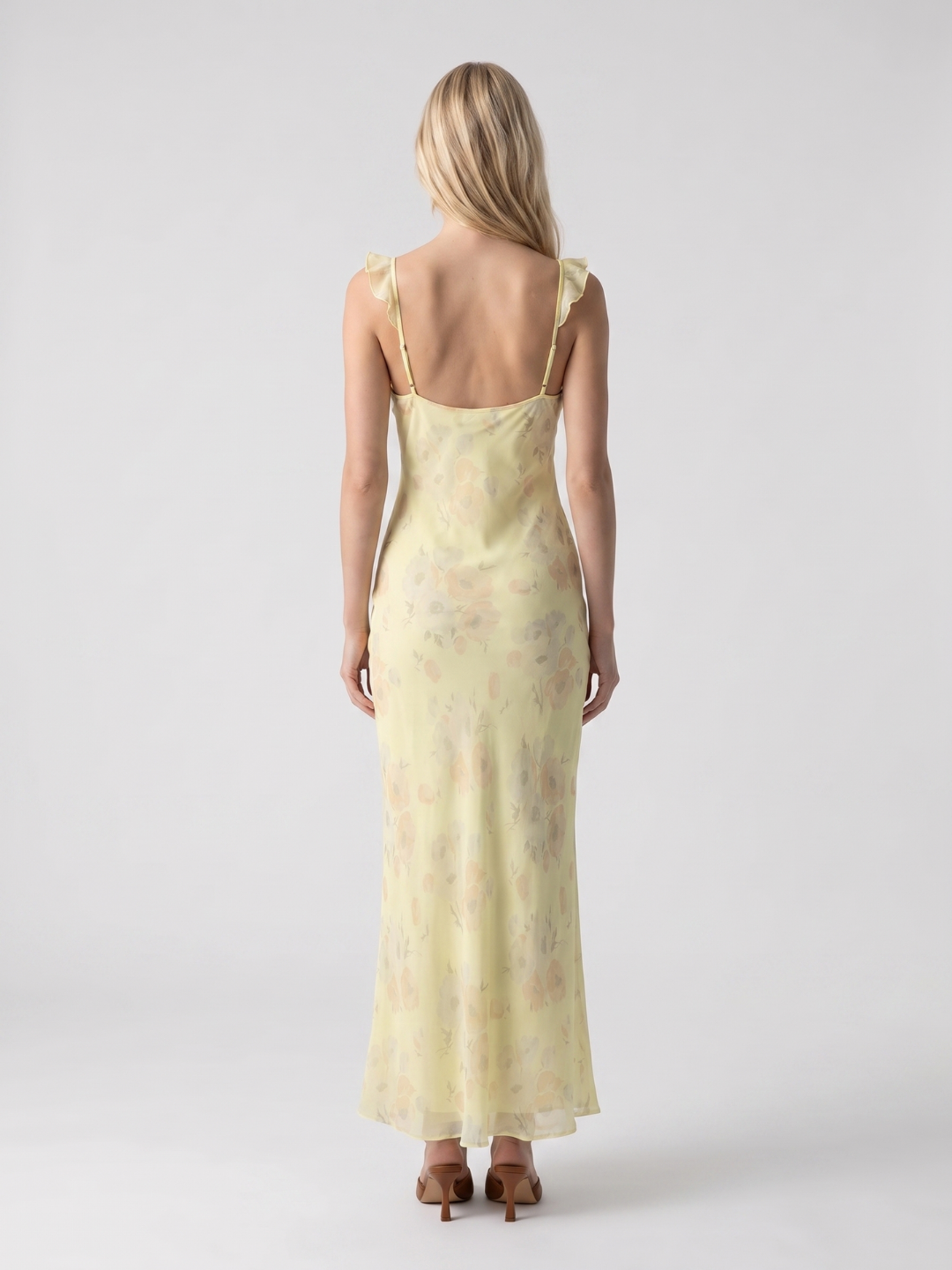 Sienna | Floral Ruffle Strap Tie-Front Maxi Dress