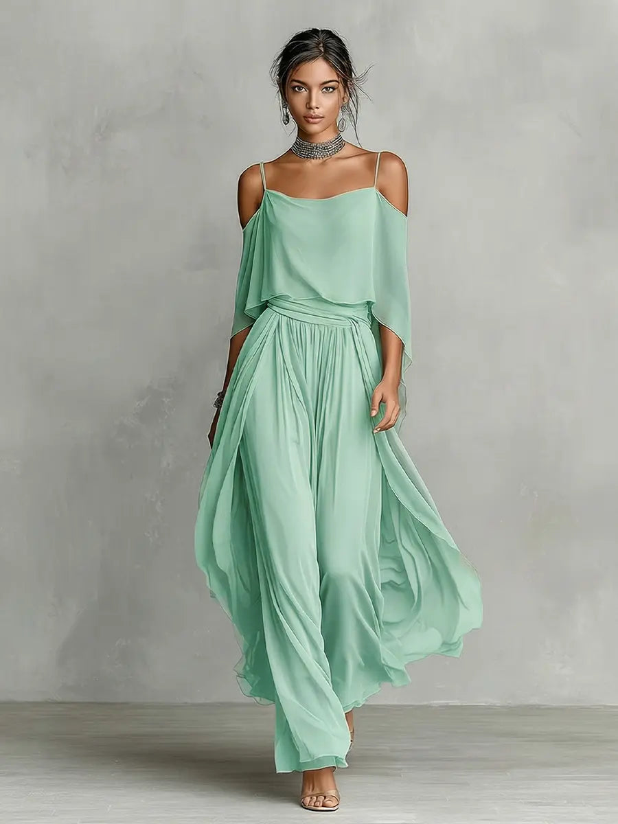 Whitney Women's Chiffon Cold-Shoulder Set