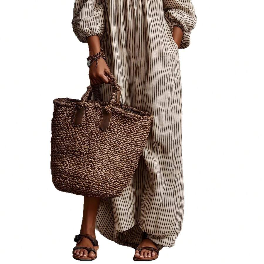 Sienna | Striped Off-Shoulder Puff Sleeve Midi Dress