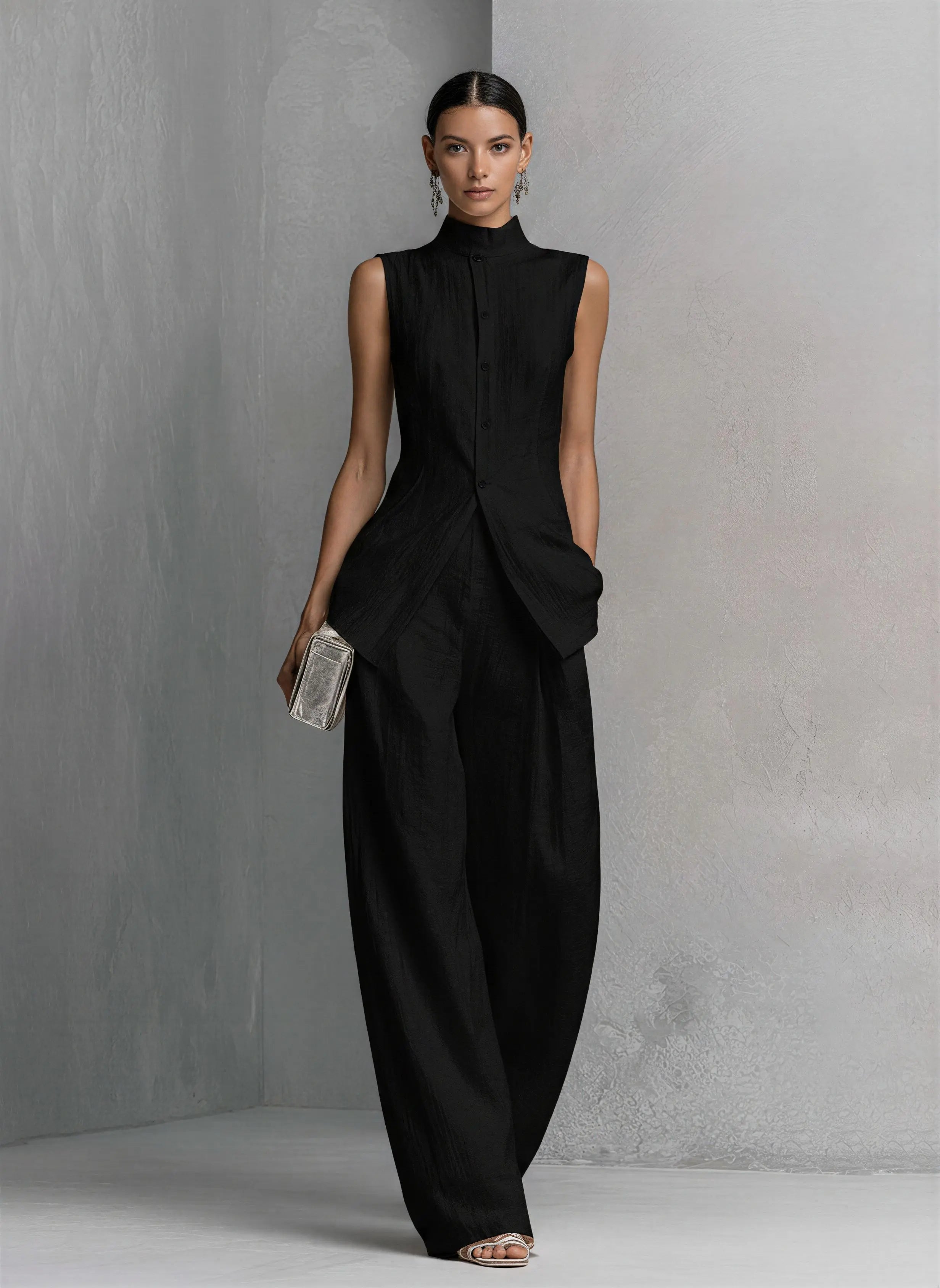 Celeste Women's Linen Wide-Leg Pants Set