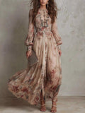 Delphine | Floral A-Line Maxi Dress with Flare Sleeves