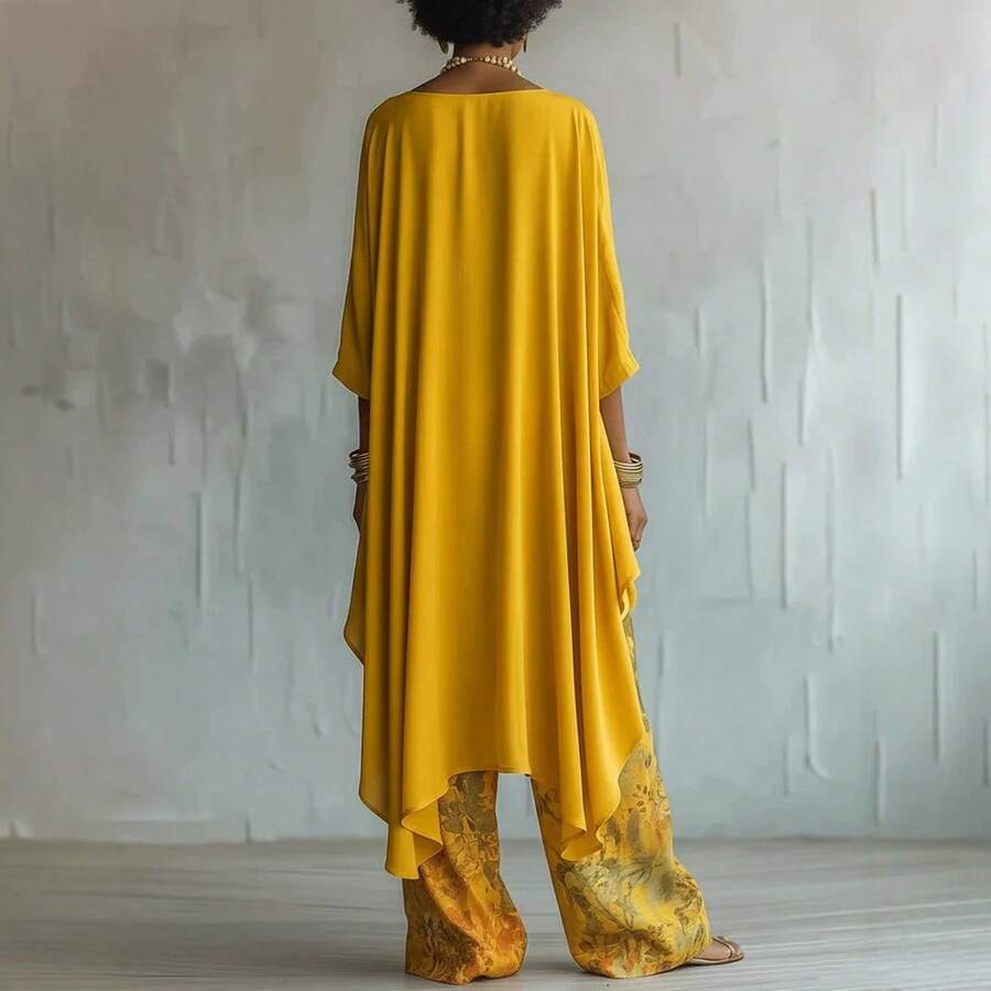 Willa | Off-Shoulder Top and Printed Wide-Leg Pants Set