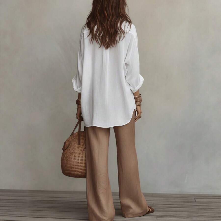 Celine | Off-Shoulder Blouse and Wide-Leg Pants Set