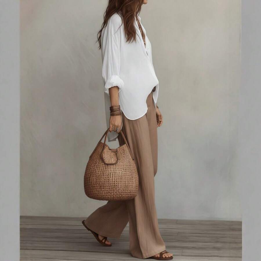Celine | Off-Shoulder Blouse and Wide-Leg Pants Set
