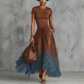 Elodie | V-Neck Top and Ruffle Hem Midi Skirt Set