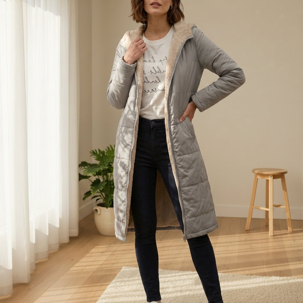 Liesl | Sherpa Lined Long Puffer Coat - view 6