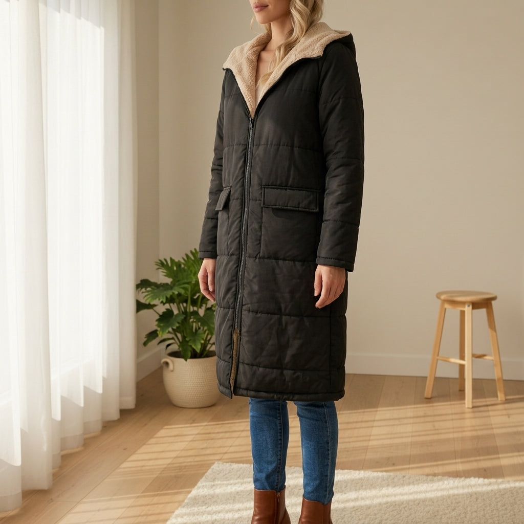 Liesl | Sherpa Lined Long Puffer Coat - view 8