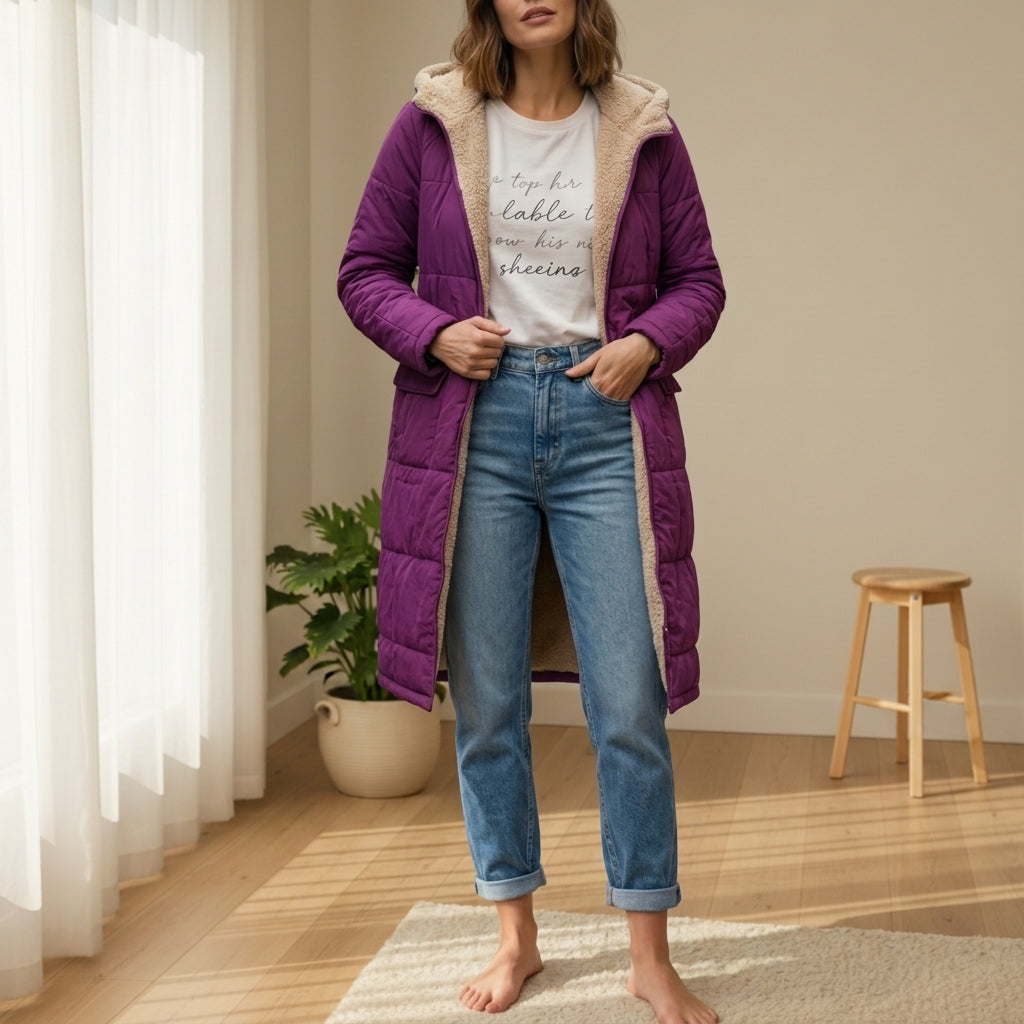 Liesl | Sherpa Lined Long Puffer Coat - view 7