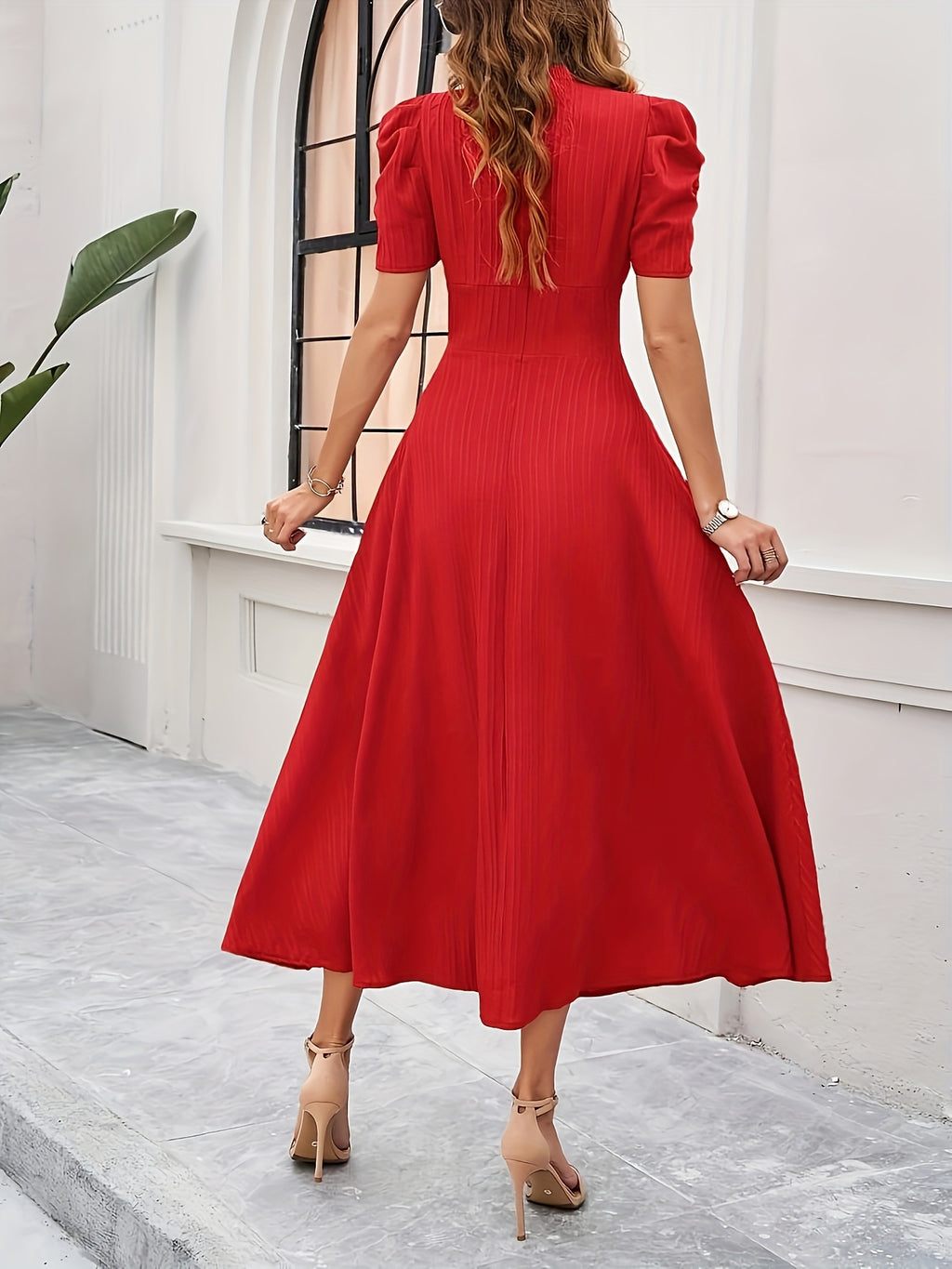 Quinn | Solid V-Neck A-Line Dress