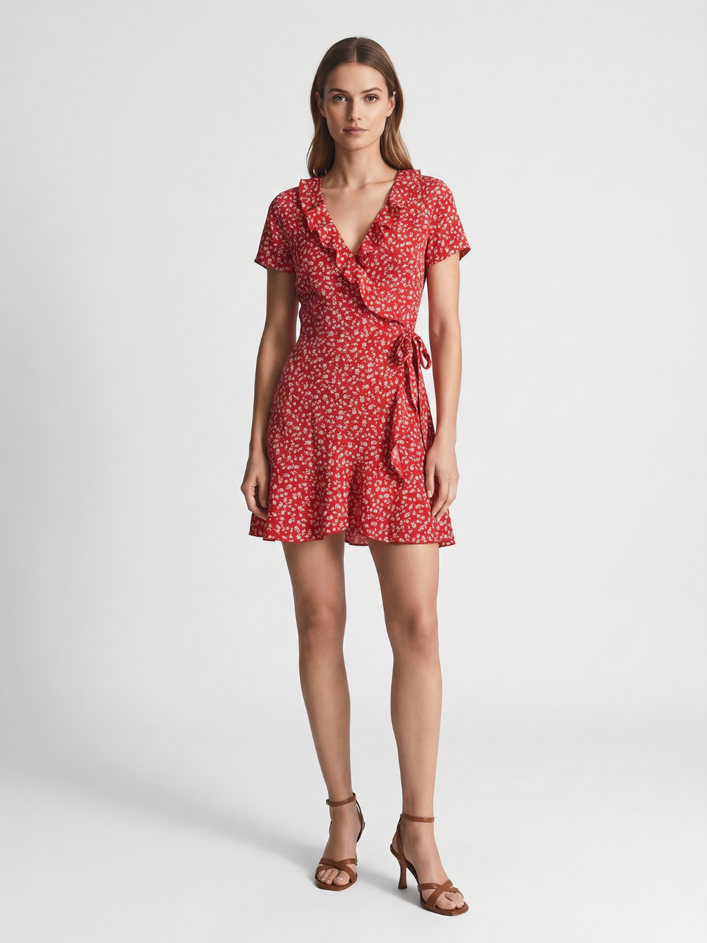 Matilde | Ditsy Floral Ruffle Wrap Tie Mini Dress