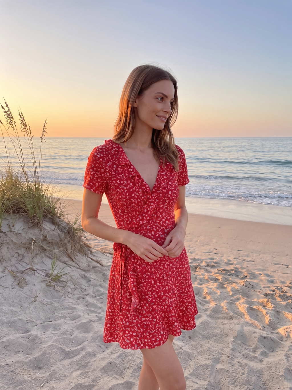 Matilde | Ditsy Floral Ruffle Wrap Tie Mini Dress