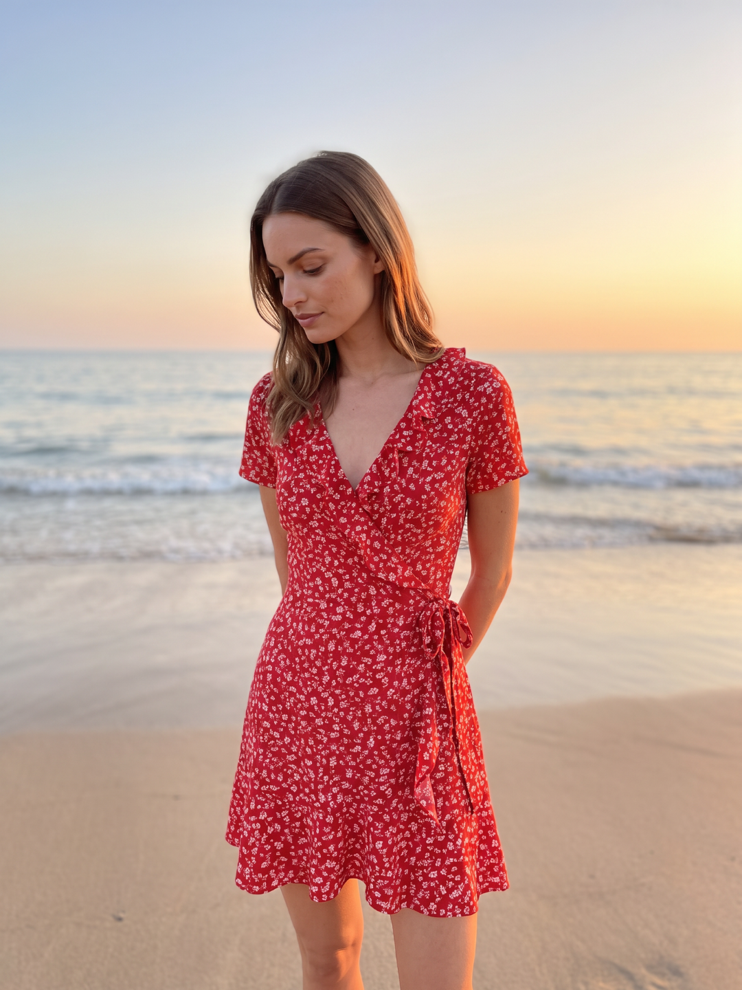 Matilde | Ditsy Floral Ruffle Wrap Tie Mini Dress