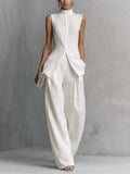 Celeste Women's Linen Wide-Leg Pants Set