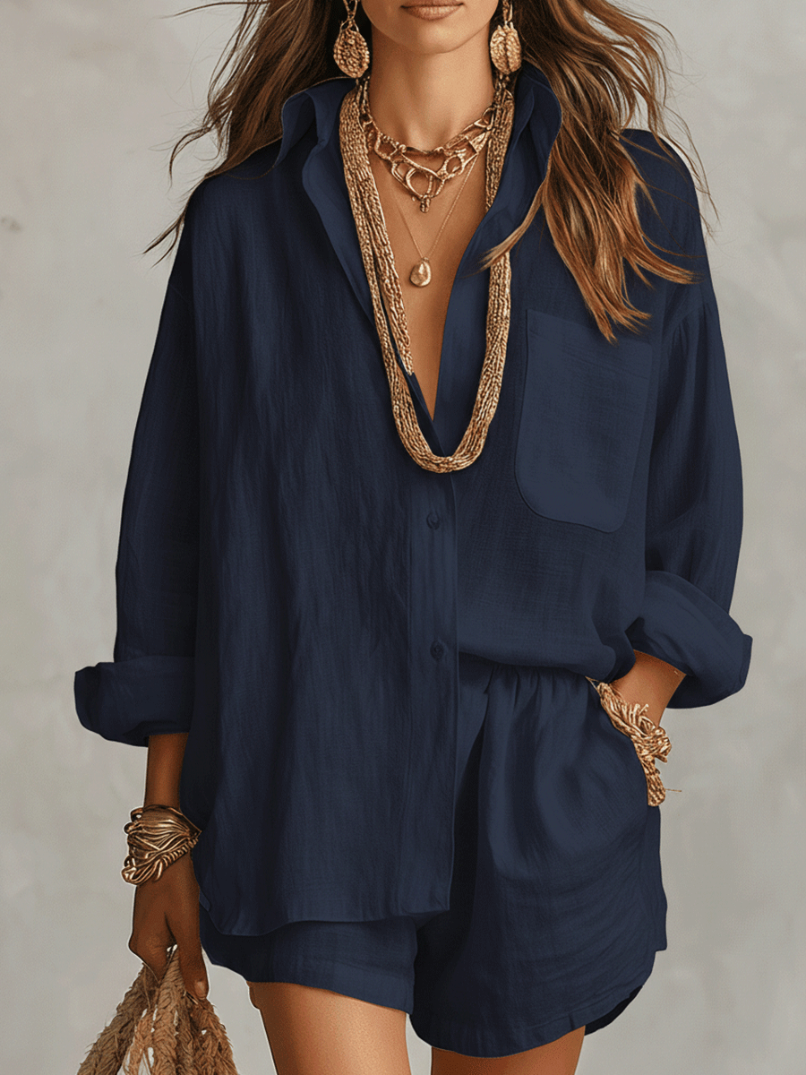Diana Women's Linen Shirt & Shorts Set