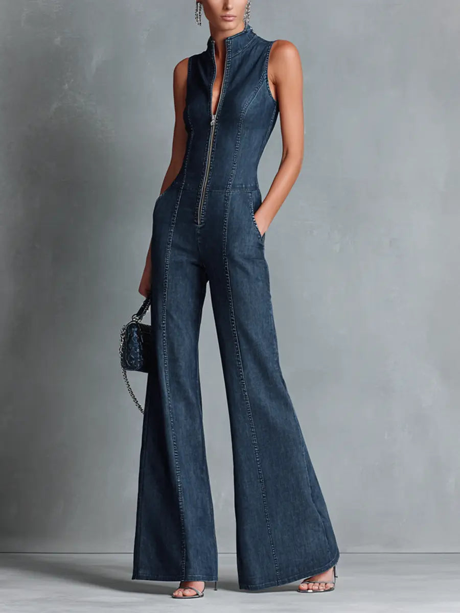 Susannah Women's Denim Flared Jumpsuit