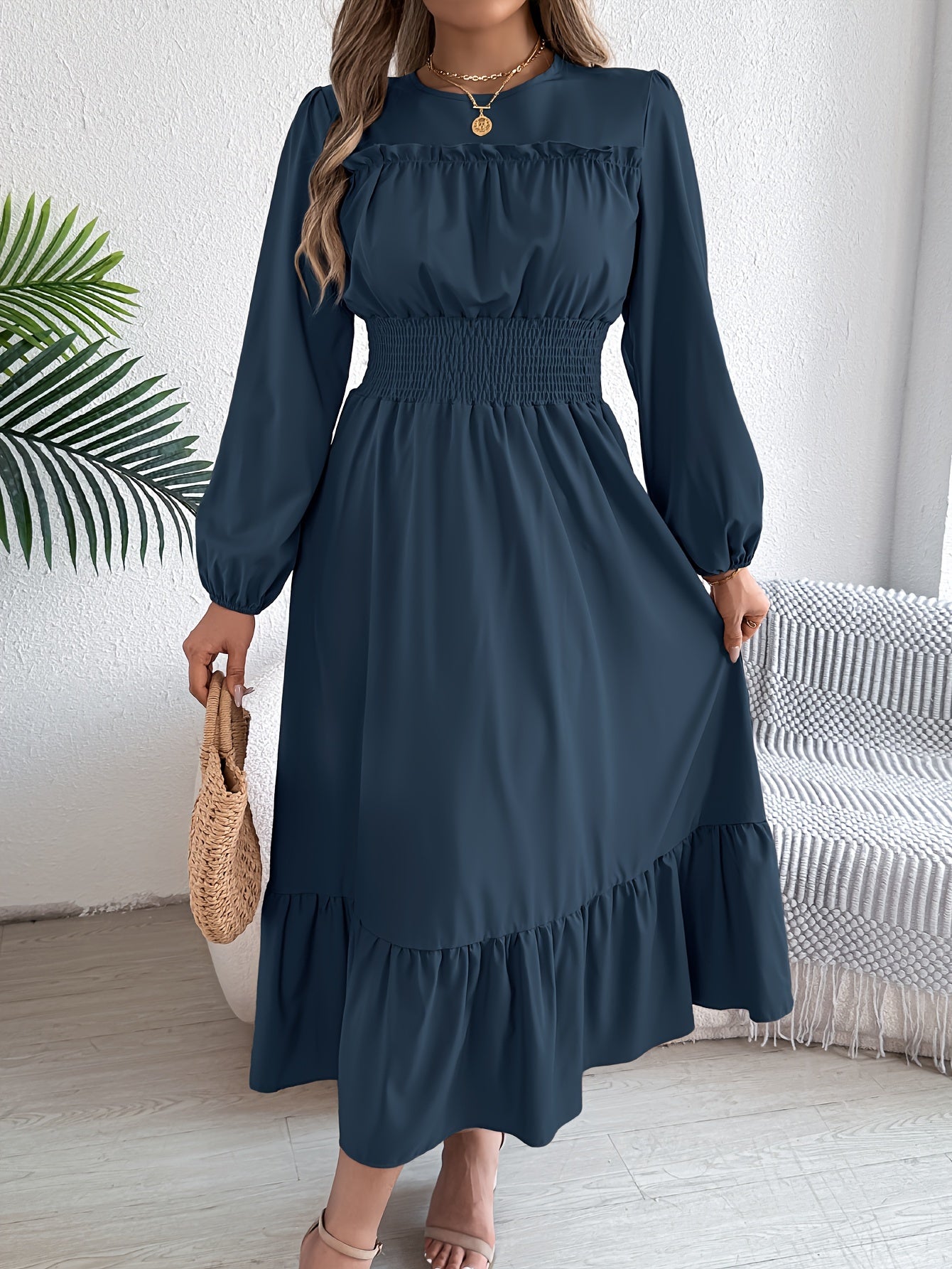 Kinsley | Waist-Gathered Ruffle Hem Maxi Dress